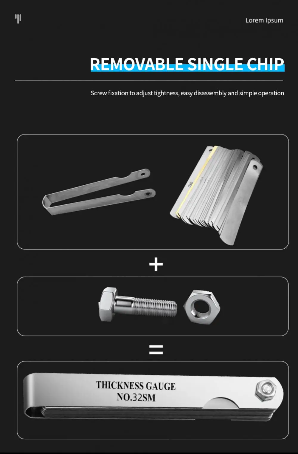 Description Picture 4 of itemTools 32 Blades Metric Feeler Gauge 0.04-0.88mm Thickness Gages Gap Filler Feeler Gauges Woodworking Measuring Tools