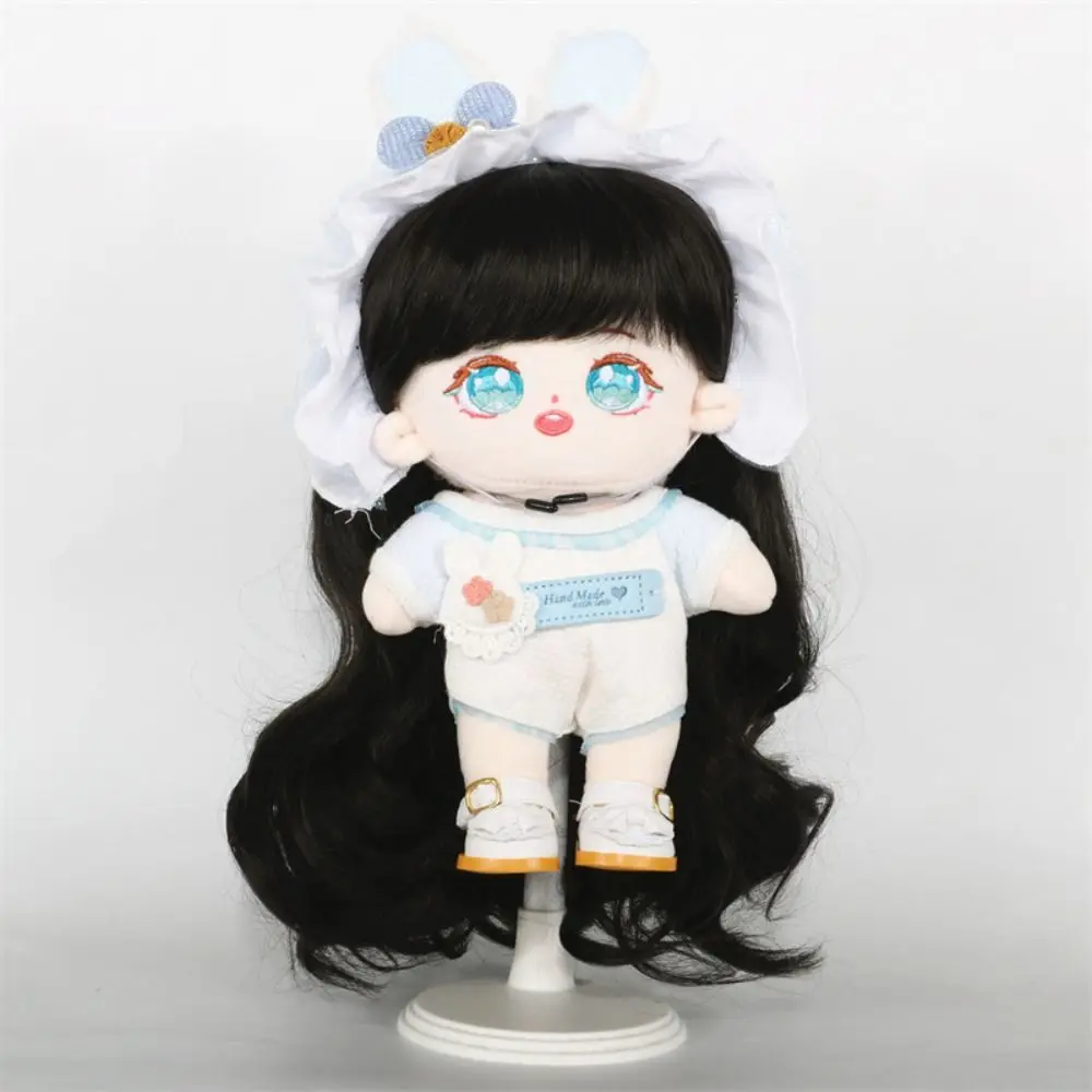 Gradient Color 20cm Cotton Wig Sweet Colorful Long Curly Hair Wig Handcraft Pink 20cm Cotton Hair Humanoid