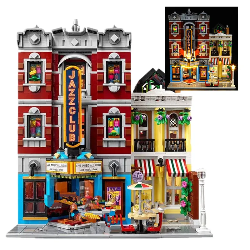 

display Creative Expert Jazz Club Pizzeria Shop Model Moc Modular Houses Building Blocks Bricks Compatible 10312 Kid Toys Gift