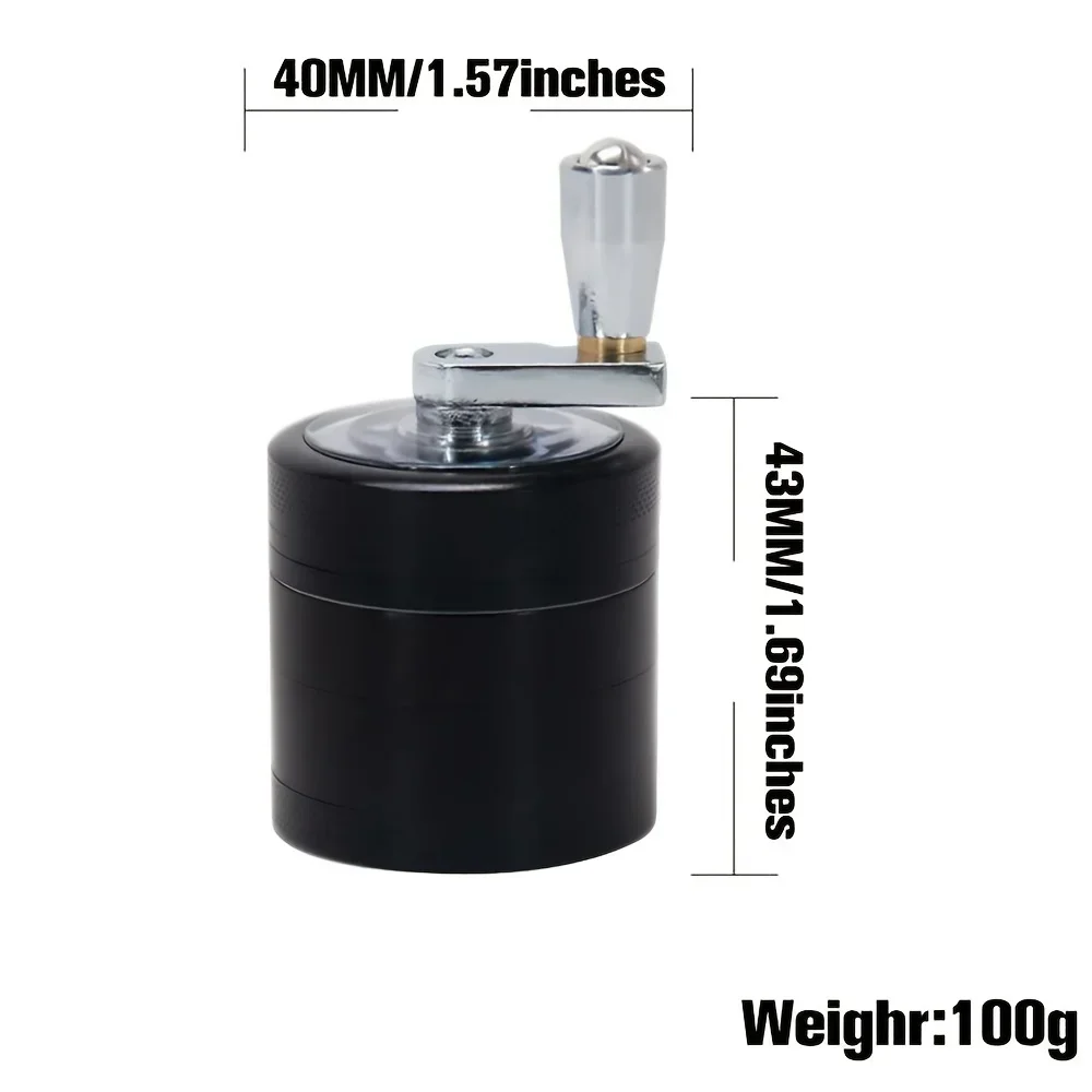 40mm Zina Alloy Handle-Type Herb Grinder Spice Mills 4-layers Durable Kibbler Smoking Accessories for Smoker Holiday Gifts nut spice grinder,herb grinder,herb spice grinder