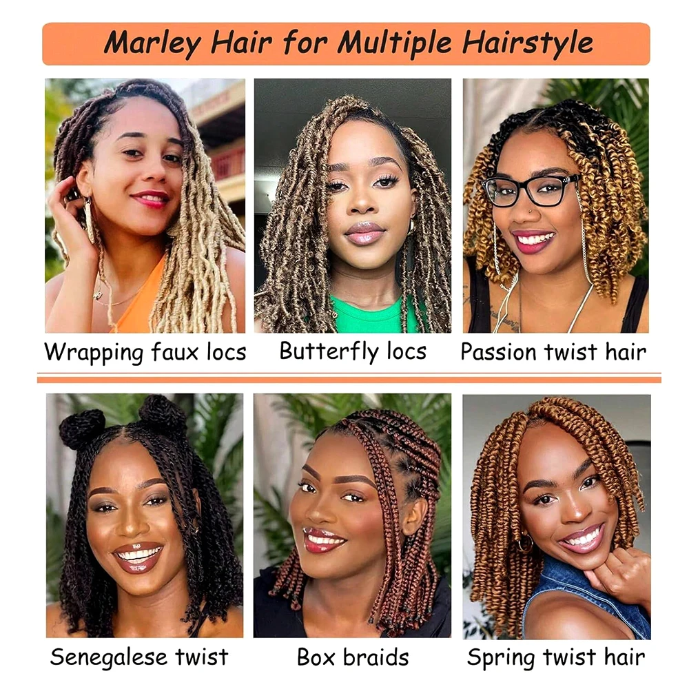 Pre Separated Springy Afro Twist Hair Ombre Blonde Brown 18 Inch Afro Kinky Marley Twist Braiding Hair Synthetic Crochet Hair 6