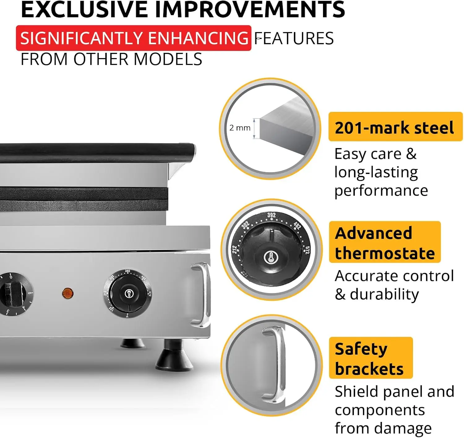 Waffle Maker Thick | Press Type | Professional Use Stainless Steel Nonstick | 110V (6 Waffle on a Stick) 4