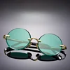 Fashion Classic Rimless Sunglasses Women Men Crystal Dark Green Lens Sun Glasses Retro Round Glasses Outdoor Driving Eyeglasses 3