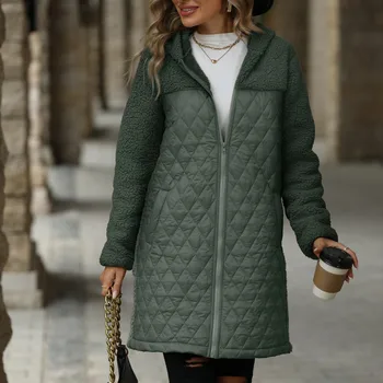 Women's Thick Warm Down Cotton Coat Oversized Women's Parka Quilted Cocoon Padded Jacket Loose Casual Hooded Parker Overcoat 1