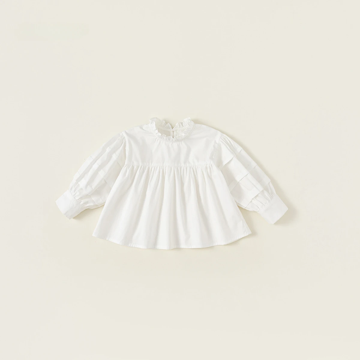Girl Shirt Spring New Korean Version Children Ruffled Edge Shirt Doll Girl Stand Up Collar Stylish Doll Top