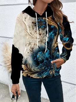 Felpa con cappuccio con stampa 3d dal design astratto floreale Felpa con cappuccio oversize moda donna Felpa da donna Cappotto Y2k Abbigliamento Harajuku Donna 1