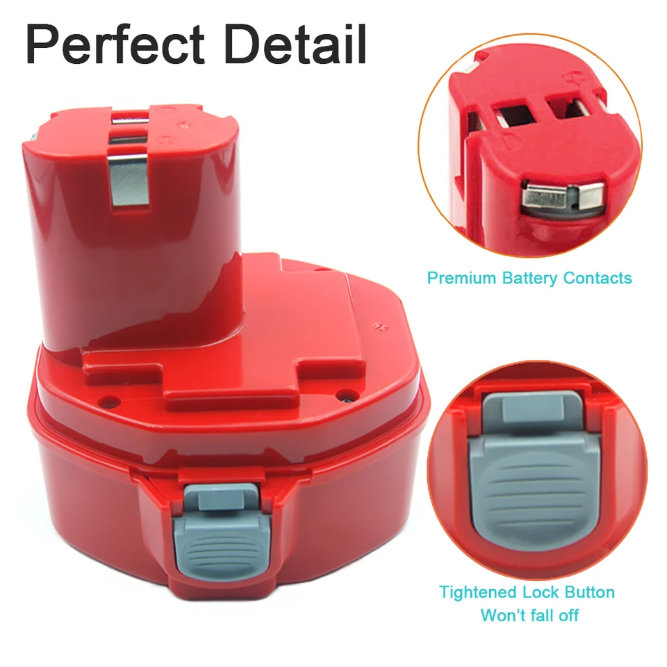 2-Pack 14.4V 4800mAh NiMH Replacement Batteries For Makita 1420, 1422, 1433, 1434, 1435, 1435F Tools 4 thumbnail image