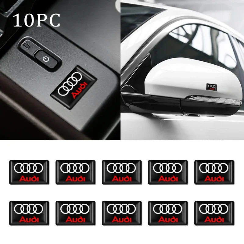 10Pcs 3D Car Styling Epoxy Emblem Badge Stickers Per Audi A4 B5 B6 A3 8P 8V 8L A5 A6 C6 C5 A1 A7 A8 Q2 Q3 Tt Accessori Per Merci