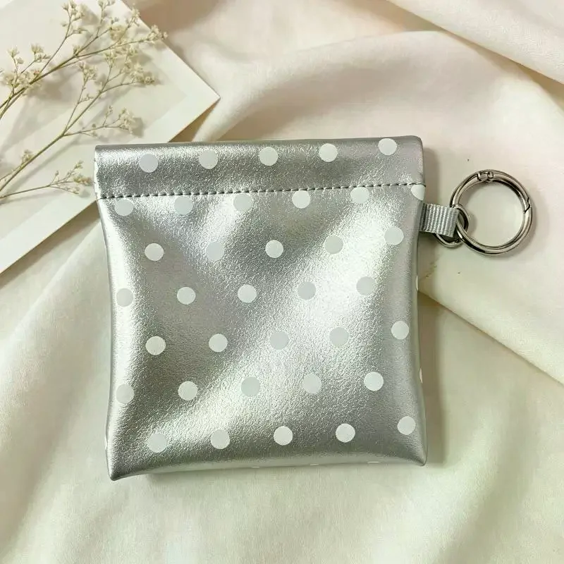 Portamonete in Pelle PU a Pois Sottile e Portatile con Portachiavi Integrato, Contiene Monete, Rossetti e Piccoli Oggetti Essenziali - immagine 4