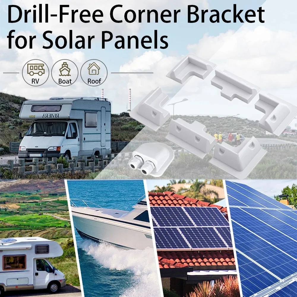 Solar panel mounting bracket kit RV roof photovoltaic panel ABS fixing bracket with waterproof wire box for Caravan Boat Yacht solar panel mounting set