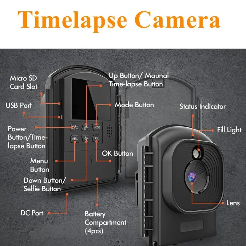 SunGusOutdoors-Time Lapse Camera 120 Degree Wide Angel Picture Video Record Wild Nature Observation TL2300