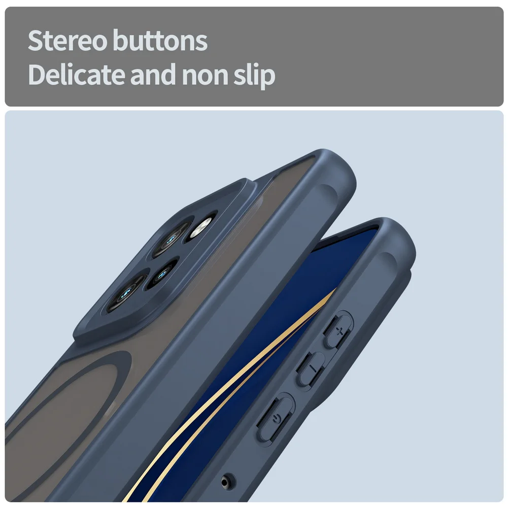 Matte Clear Airbag Shockproof Magnetic Case with Wireless Charging Compatibility