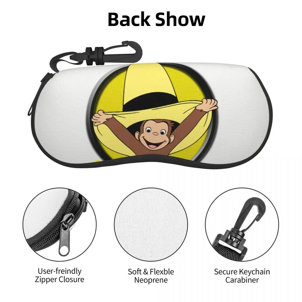 Curious George Cute Funny Eyeglass Glasses Case Men Women Soft Brown Monkey Sunglasses Protective Bag