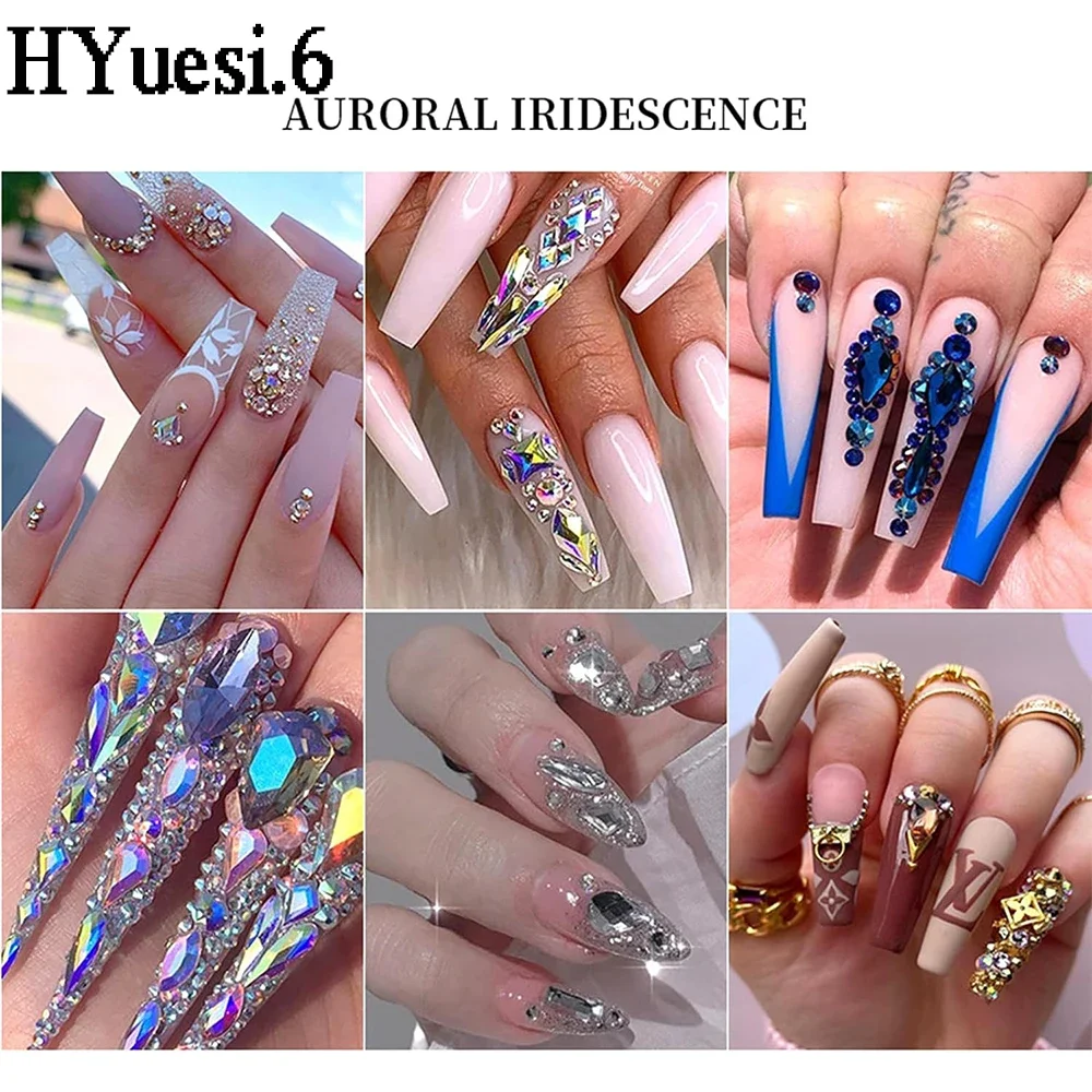 Mix Shaped 3D Glass Crystal AB Rhinestones Nail Charms Gems Flatback  Diamonds Stones For Women Girls Diy Nail Art Decoration - AliExpress