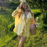 Crystal Ruffled Loose Tie Top Short Set 6