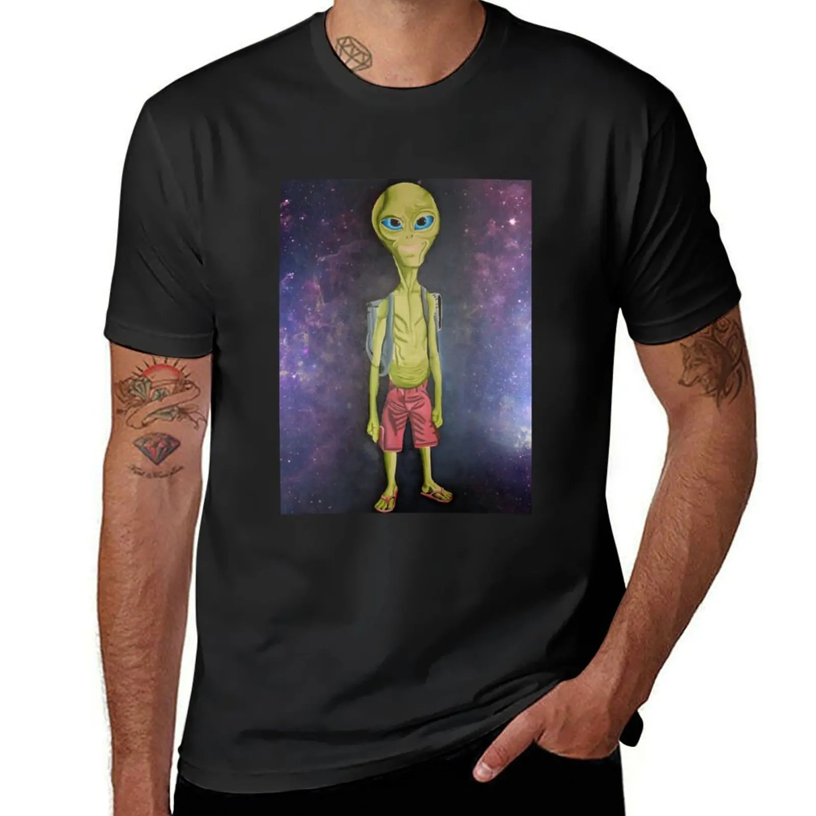 paul the alien T-Shirt customs cute clothes Short sleeve tee black t-shirts for men