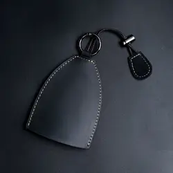 Elegant Genuine Leather Key Holder Case with Key Ring - Handmade Protective Cover (FM Black)