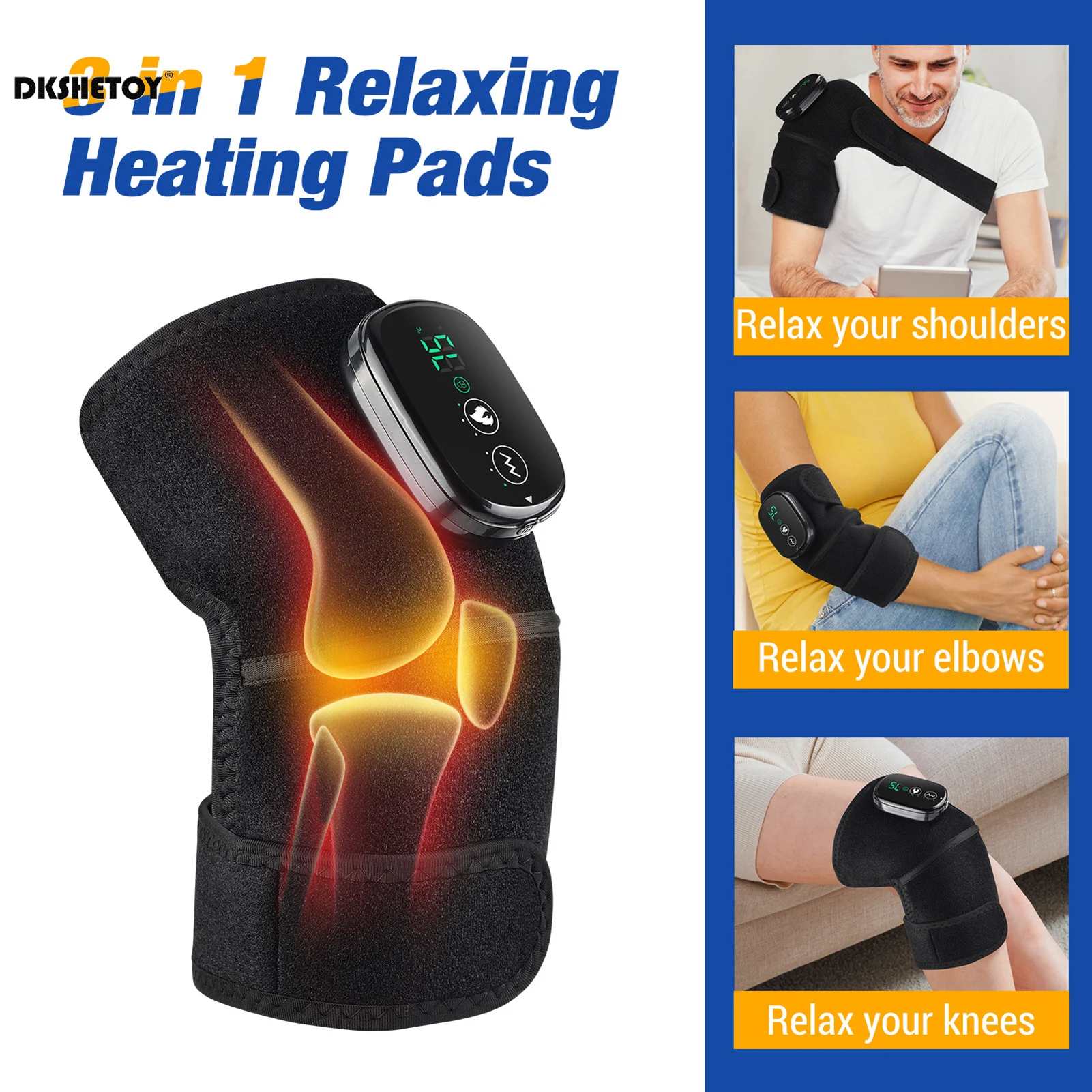 

Electric Shoulder Massager 3 in 1 Shoulder Knee Elbow Heating Massage Pad Thermal Knee Leg Joint Physiotherapy Hot Therapy Brace