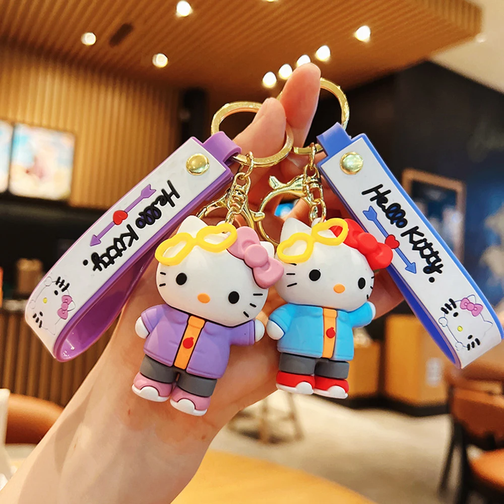 

2024 New Cute Hello Kitty Key Chain Wholesale Car Pendant Cartoon Couple School Bag Pendant Doll Doll Keychain