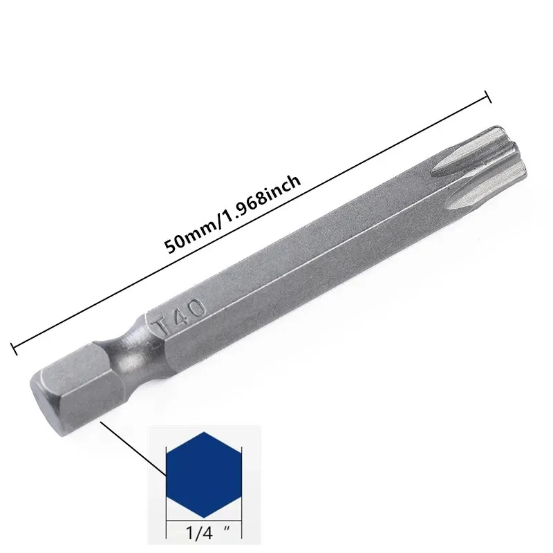 10er Set Torx Schraubendreher Bits T30 – 50 Mm, 1/4 Zoll, Magnetisch & Manipulatonssicher | Aus S2-Stahl Für Akkuschrauber