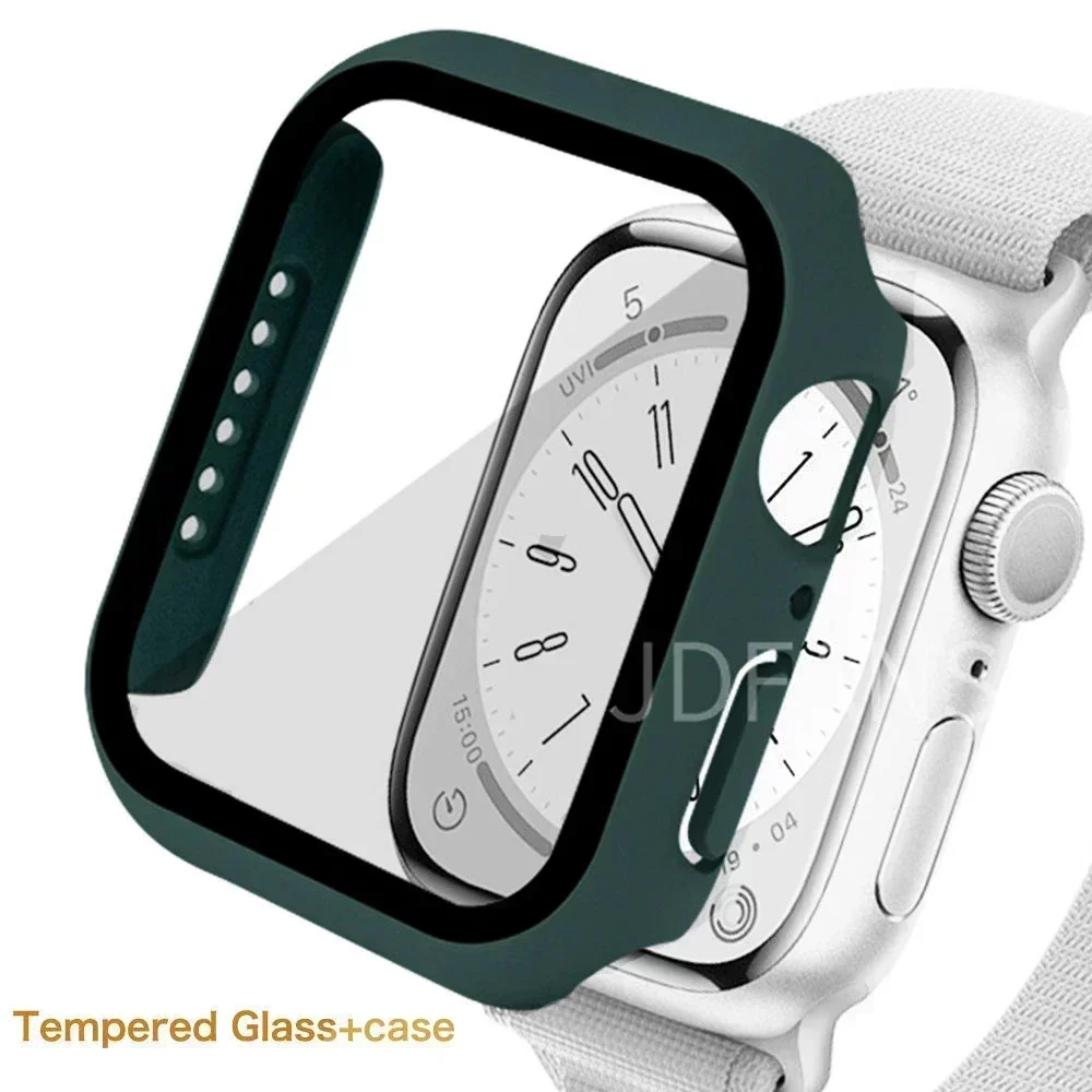 Durable Glass Screen Protector & Protective Bumper Case for Apple Watch Accessories