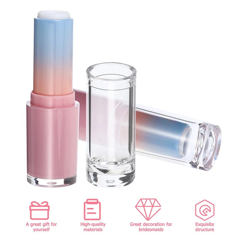 

6 Pcs DIY Lipstick Empty Tube Clear Tubes Vial Refillable Balm Container Plastic