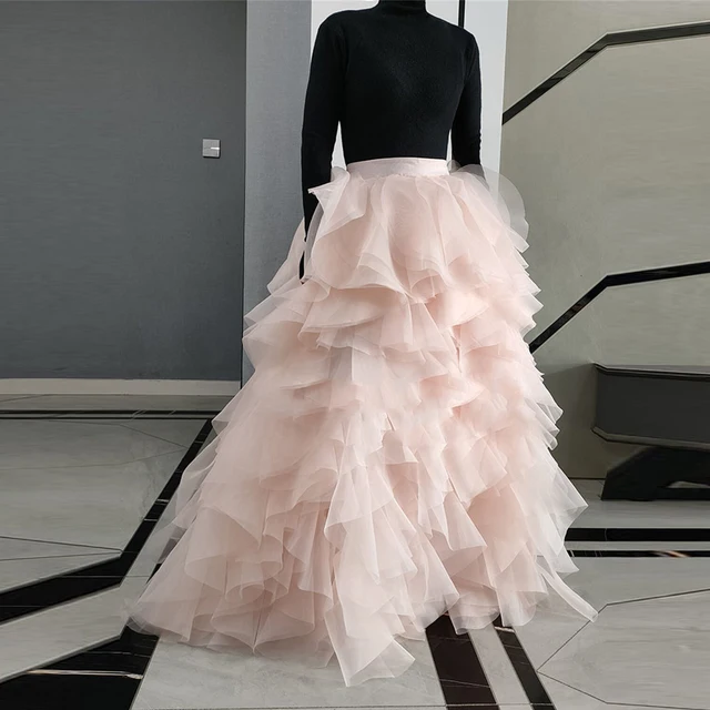Maxi Skirt Pink Tulle Layered Skirt Pink Tulle Dress For Women