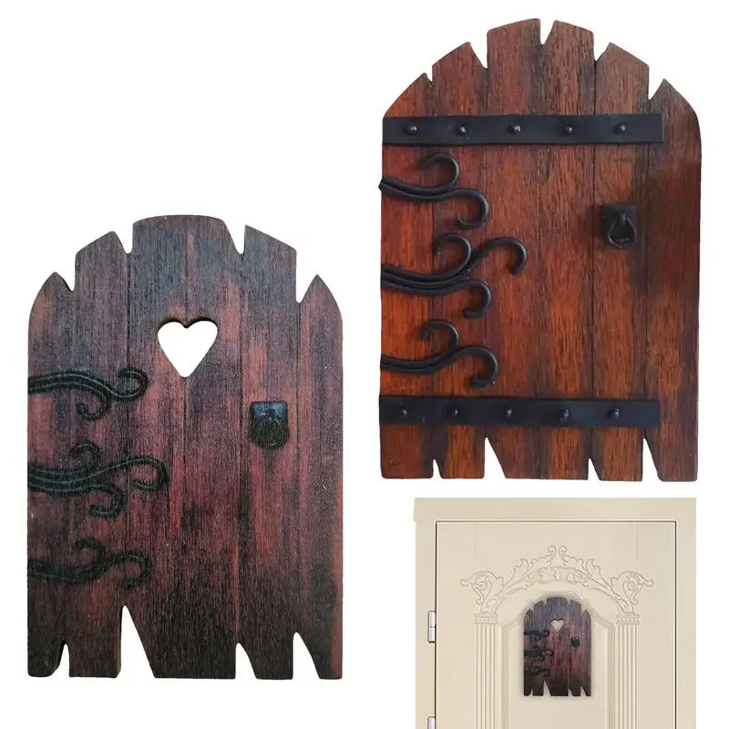

Fairy Garden Door Wood Vintage Miniature Elf Door 2PCS Fairy House Accessories Outdoor Tree Decor Garden Ornaments For Outdoor