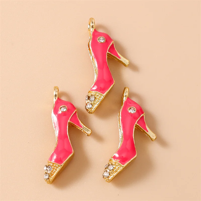 Leslie 10 Stück niedliche Handtaschen-Schuhe, High-Heels-Anhänger, Lippen-Lippenstift-Anhänger, geeignet für DIY-Schmuckherstellung, handgefertigte Ohrringe, Halsketten – Detail 14