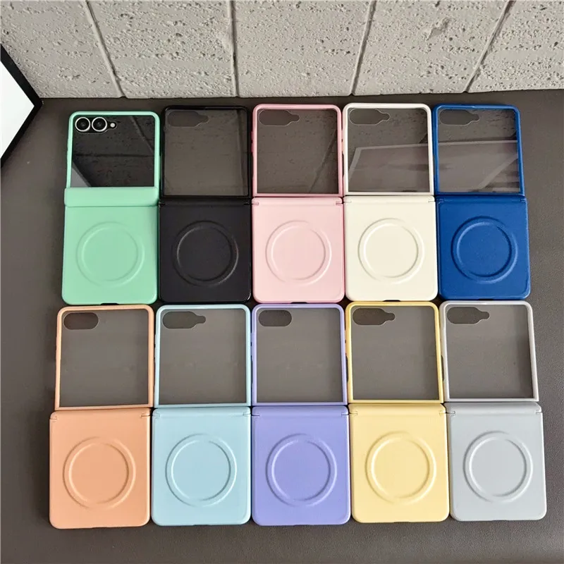 Fashion Magnetic PU Leather Candy Color Anti-Fingerprint Non-Slip Ultra-Thin Phone Case Cover