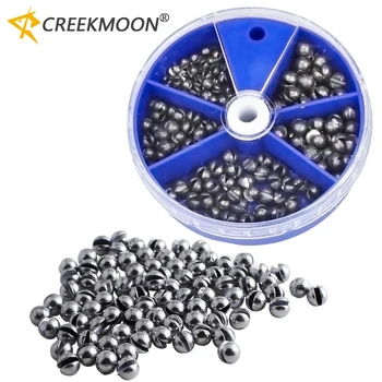 스플릿 샷 라운드 낚시 웨이트 싱커, 탈착식 낚시 웨이트 싱커, 바닷물 담수, 5 가지 크기, 205 개, 107 개