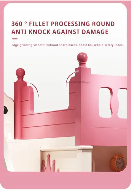 Cama Loft con cajones para niñas de 5 a 8 años, muebles creativos y  encantadores de dos pisos, color rosa, a la moda, gran oferta