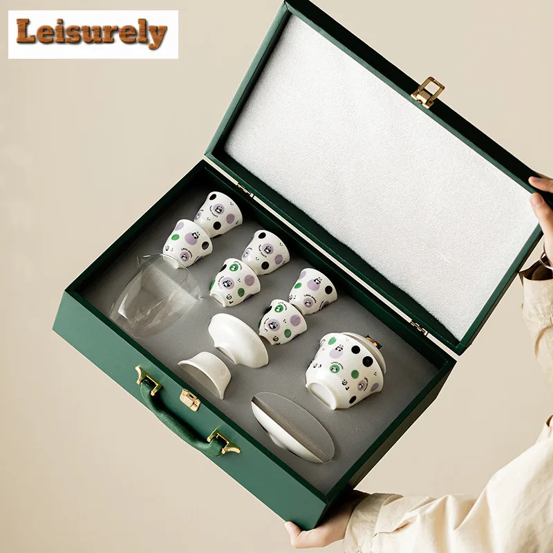 Cute Panda Ceramic Tea Set Complete Set Zen Tea Ceremony Set Household Teapot and Tea Cup Set Tea Services Supplies Decoration