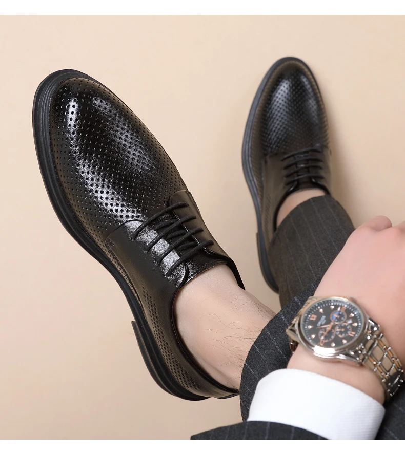 Sommer Aufzug Schuhe Männer Kleid Schuhe 3/6/8 Cm Männer Formale Schuhe Hohl Klassische Business Luxus Männer Oxfords Schuhe Anzug Schuhe – Detail 14