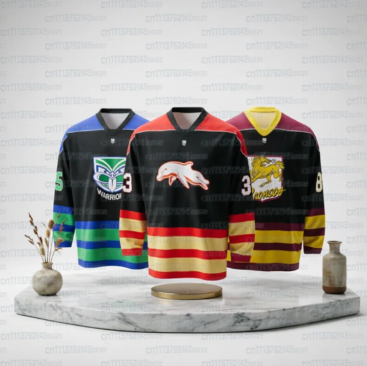 Sommer Neu 2026 NRL Australien Hockey Trikot Herren 3D-Druck Langarm Sport Freizeit Schnelltrocknend T-Shirt Familien-Match