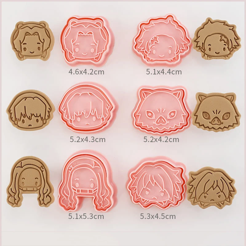 Demon Slayer Biscuit Mold Cookie Cutter 6Pcs/set 3D Press Christmas Cutters Biscuit Stamp Fondant Mould Baking Sugarcraft Mold Cookie Cutter Cookie Mould Cookie Printing Mold Baking Mold Cookie Maker Press Kit Fondant Cutter