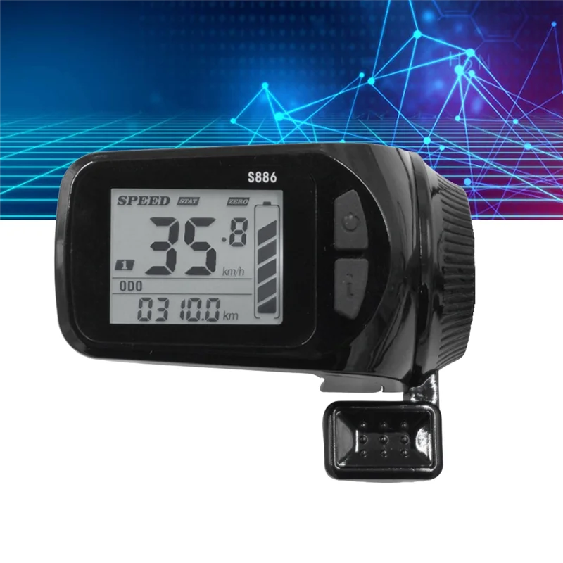 24V/36V/48V/60V S886 E Bike LCD Display+36V 350W Sine Wave Controller Thumb Throttle for Electric Bike E-Scooter(6PIN)