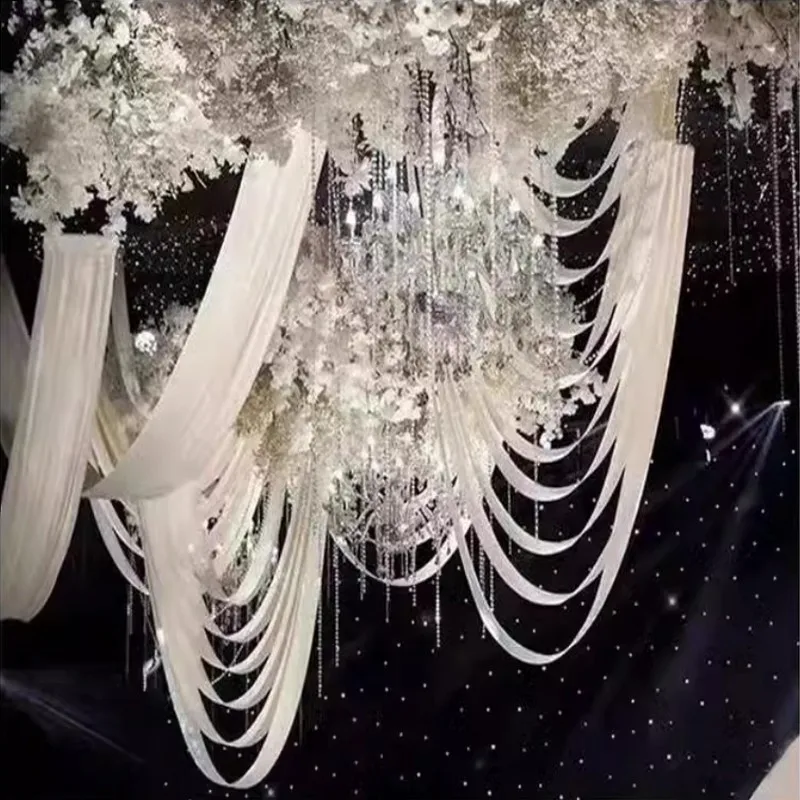 

Customized Size Wedding Ceiling Centerpieces Decoration Wave Curtain Party Stage Hall Hanging Cloth Many Colors Available
