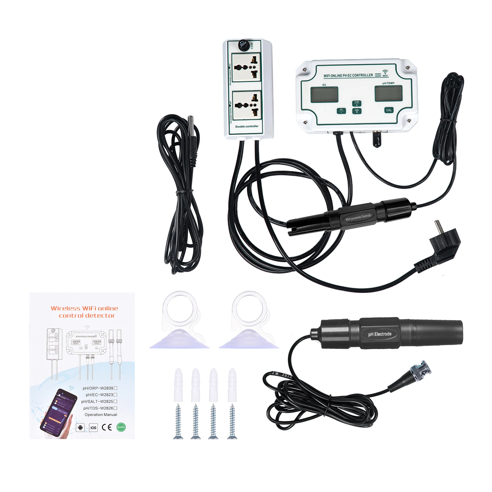 3-in-1 WiFi Wasserqualitätstester - PH/EC/Temperatur Controller Mit App