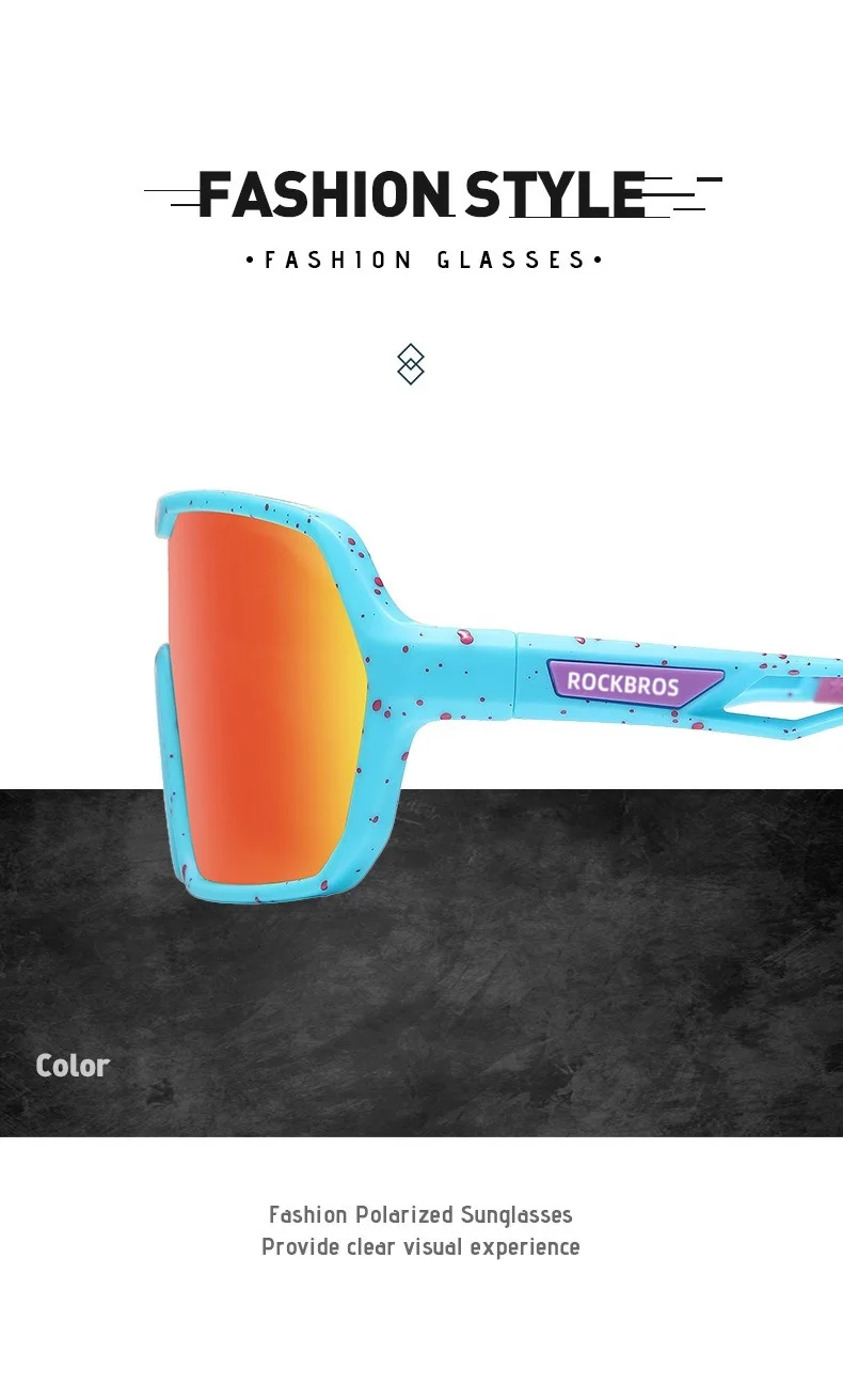 ROCKBROS polarisierte Fahrradbrille UV400, klares Sichtfeld, angenehm zu tragen, Schutzausrüstung für Outdoor-Sportarten – Detail 3