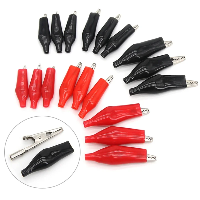 Metal Alligator Clip 28 35 45mm Testing Probe Meter Black Red with Plastic Boot Car Auto Battery G98 Crocodile Electrical Clamps