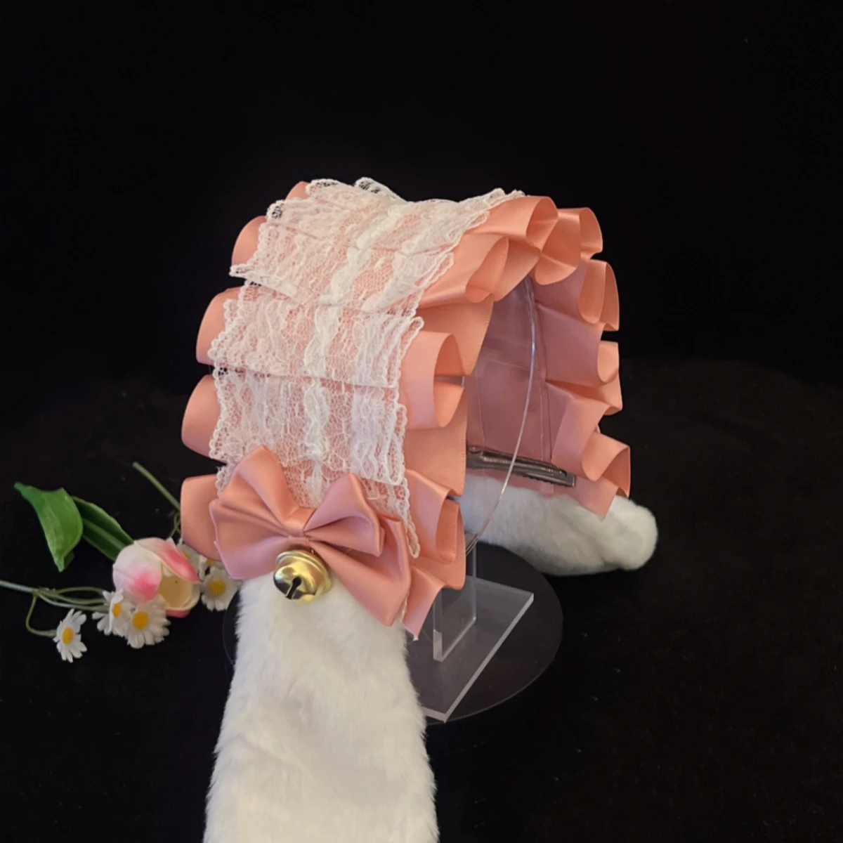 Japanische Kaninchen Ohr Lolita Spitze Schleife Lop Bunny Ohren Stirnband Haarband Kawaii Cosplay Haar Zubehör D840 – Detail 4