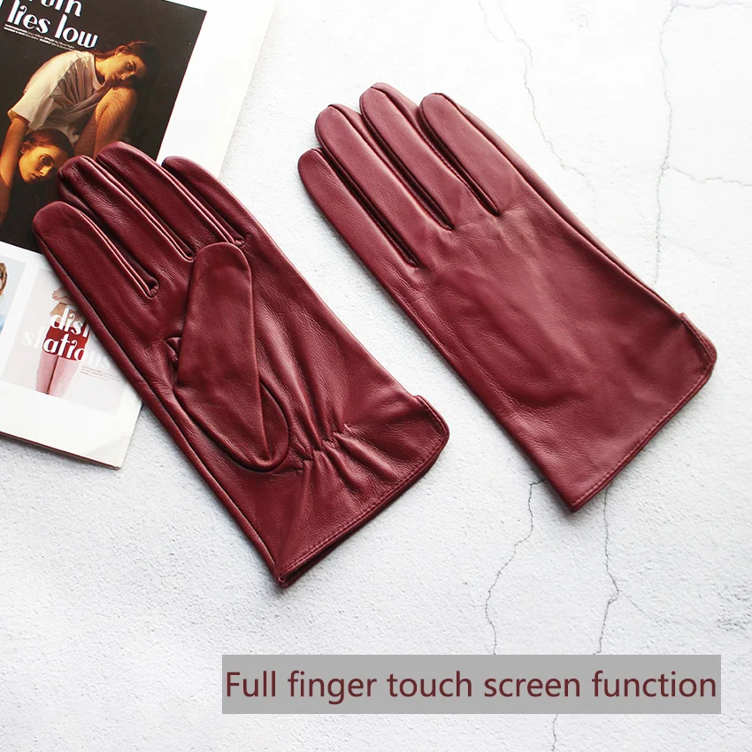 Summer Driving Sheepskin Gloves Men's Thin Touch Screen Leather Unlined Fashionable and Simple Motorcycle Riding Gloves