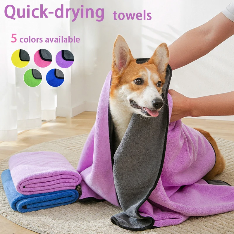 

Pet Towel Quick Dry Dog Towel Bath Robe Soft Fiber Absorbent Cat Bath Towel Convenient Pet Cleaning Washcloth Pet Accessories
