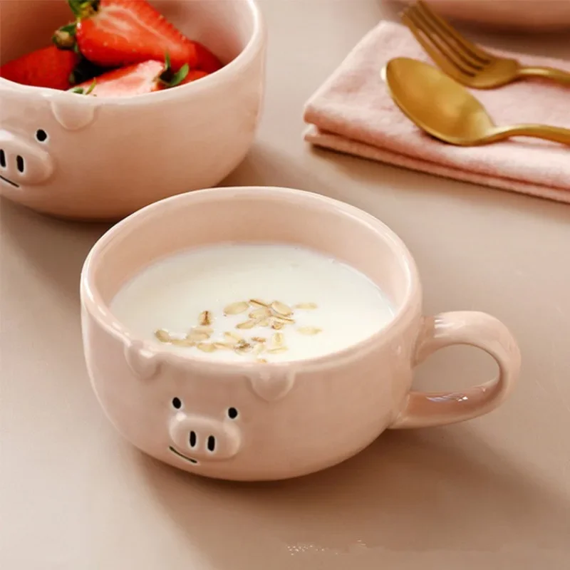 European Creative Cute Pink Pig Tableware Dishes Home Ceramic Plate Breakfast Nordic Wind Irregular Matte Plate Kitchen Utensils dining dish