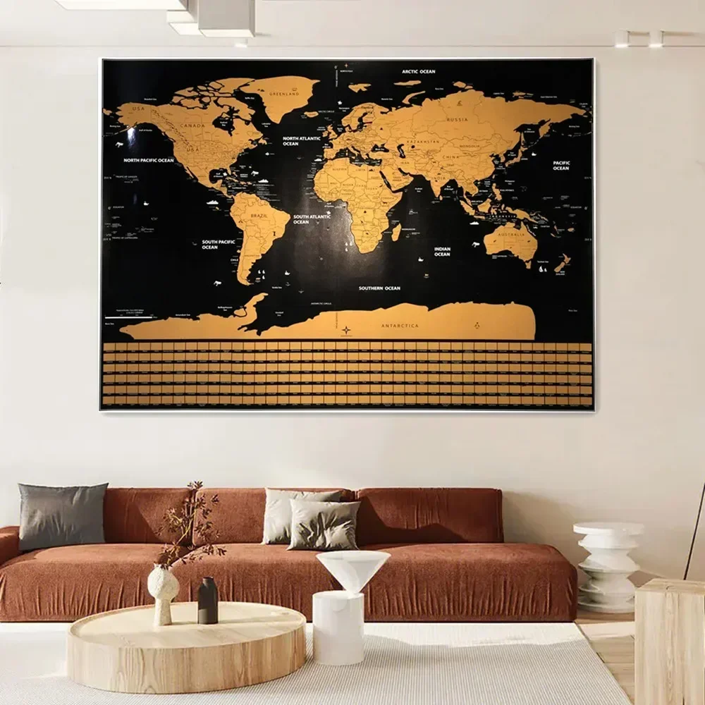 Deluxe Travel Scratch Off Maps Poster Creative World Scratch Maps Mappe Di Viaggio Con Bandiera Per La Decorazione Domestica Pittura Regali Di Viaggio