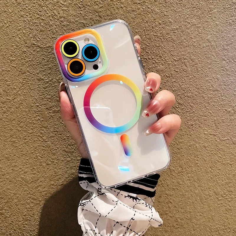 

Szcurc for IPhone 14 Pro Max Rainbow Magsafe Iphone Case Rainbow Lens Protector with Rainbow Screen Protector Iphone 13 Pro Max
