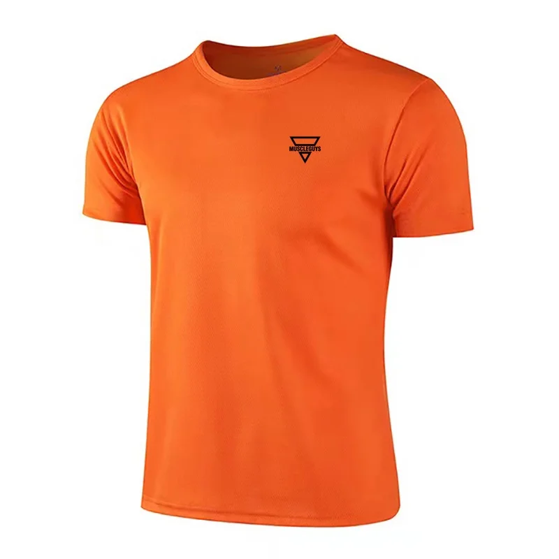 

Brand Mens Popular Sporting Fitness T Shirt Slim Breathable Clothing Muscle Workout Mesh Fashion T-shirt Quick Dry Short Sleeve