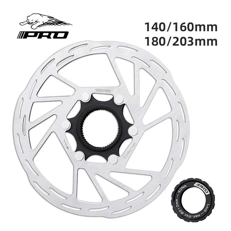 

IIIPRO Mountain Bike Center Lock Disc Brake Rotor 140mm 160mm 180mm 203mm Road Bike Cooling Disc Brake Rotor With Lock Ring