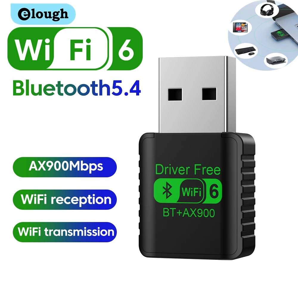 WiFi 6 AX900 Bluetooth 5.4 WiFi USB 어댑터 무선 네트워크 카드 PC 드라이버 용 2.4G 및 5GHz Wi-Fi 안테나 무료 USB WiFi 수신기